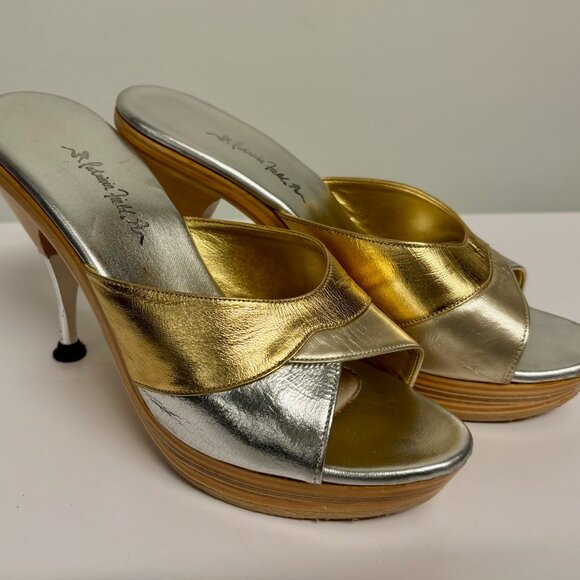 Patricia Field tricolor metallic platform heel womens 7 - Picture 3 of 7